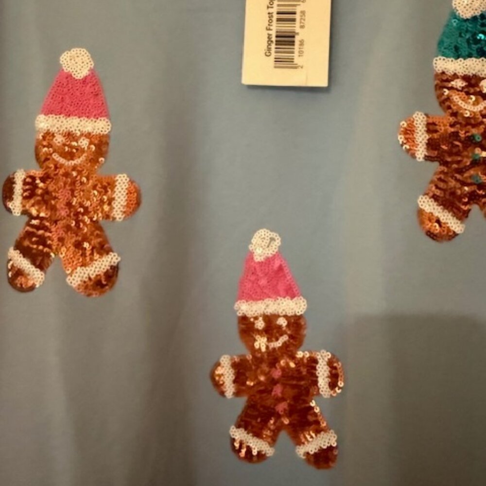 Fantastic Fawn - Light Blue Gingerbread Sweatshirt - New with Tags! - Size Large - Picture 2 of 4